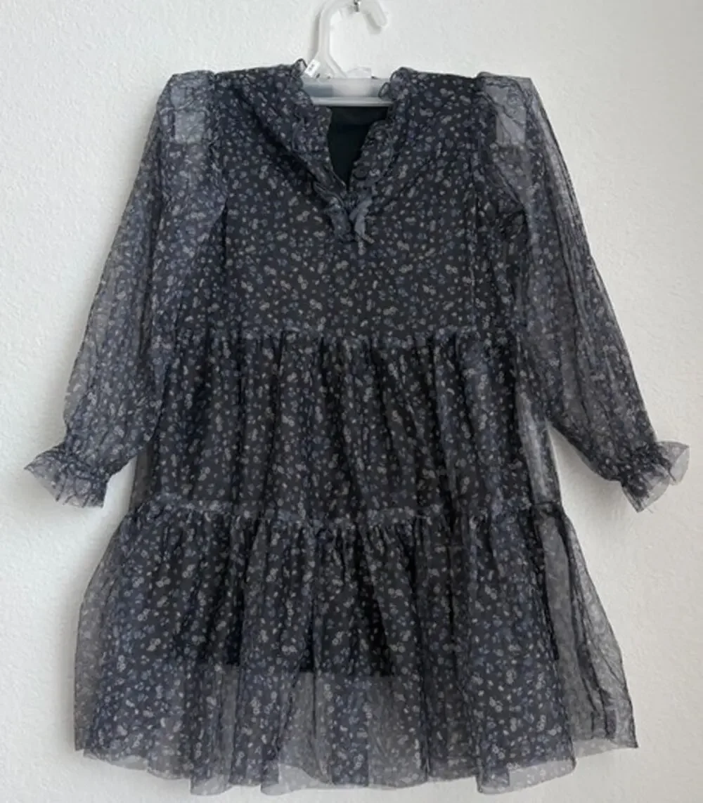 Zara Girls Floral Gauze Tiered Dress Size 6